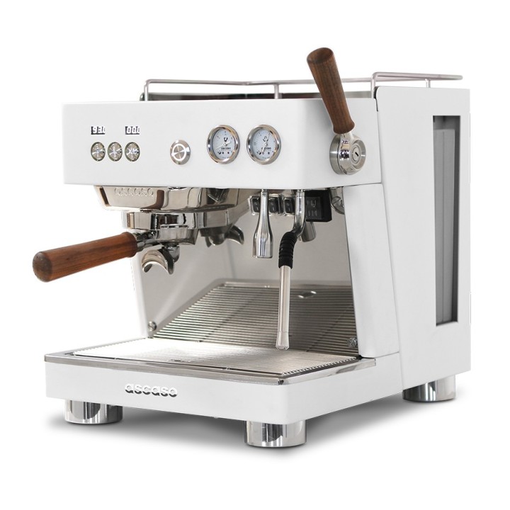 Ascaso Baby T Plus Hvid Espressomaskine Inkl. Eureka Mignon Libra 65 Espressokværn, Baristaudstyr, Vandfilterkande & 1kg Kaffe