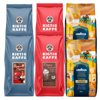 Rigtig Kaffe & Lavazza Mixpakke 6kg Hele kaffebønner Rigtig Kaffe & Lavazza Mixpakke 6kg Hele kaffebønner