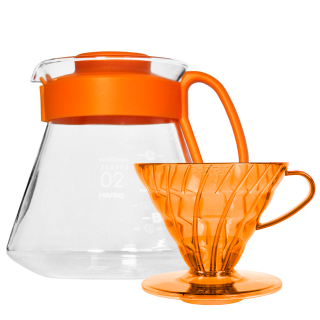 Hario V60 Filterbryg Sæt Orange Inkl. Range Server 0,6 L, Dripper 2 Kop. & Filtre