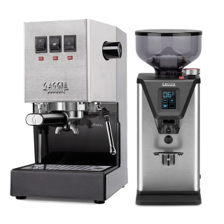 Gaggia Classic E24 Stål Espressomaskine Inkl. Gaggia MDF 55 Chrome Espressokværn