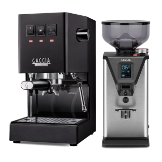 Gaggia Classic E24 Sort Espressomaskine Inkl. Gaggia MDF 55 Chrome Espressokværn