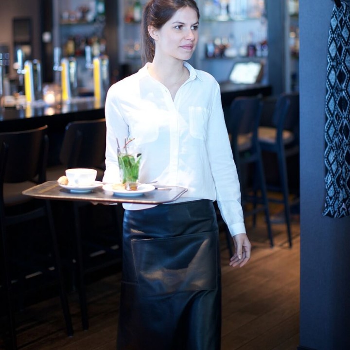 DutchDeluxes Professional Læder Barista forklæde Lang - Sort