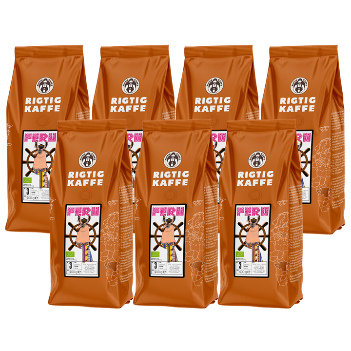 Rigtig Kaffe Peru No. 3 - 7x400g Hele kaffebønner
