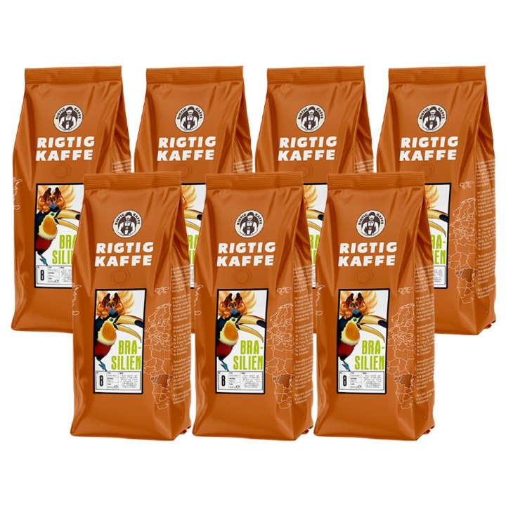 Rigtig Kaffe Brasilien No. 8 - 7x400g Hele kaffebønner