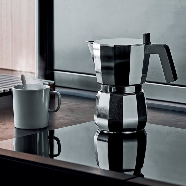 Alessi Moka Induktion 9 Kop. Espressokande Alu