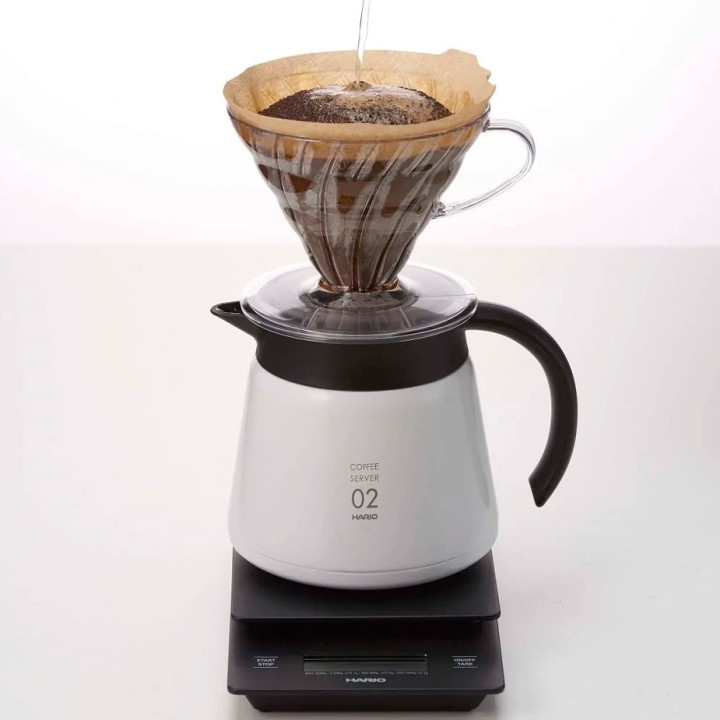 Hario V60-02 Rustfrit Stål Server 0,6 L Hvid