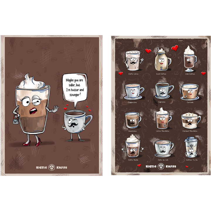Kaffeplakat Rigtig Kaffe 2 Brune Plakater 21x30cm