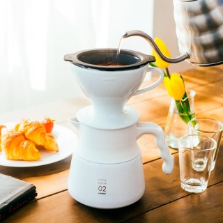 Hario V60-02 Rustfrit Stål Plus Server 0,6 L Hvid