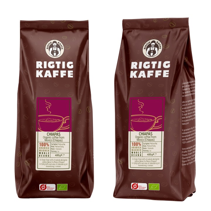 Rigtig Kaffe Organic Chiapas 400g Hele kaffebønner