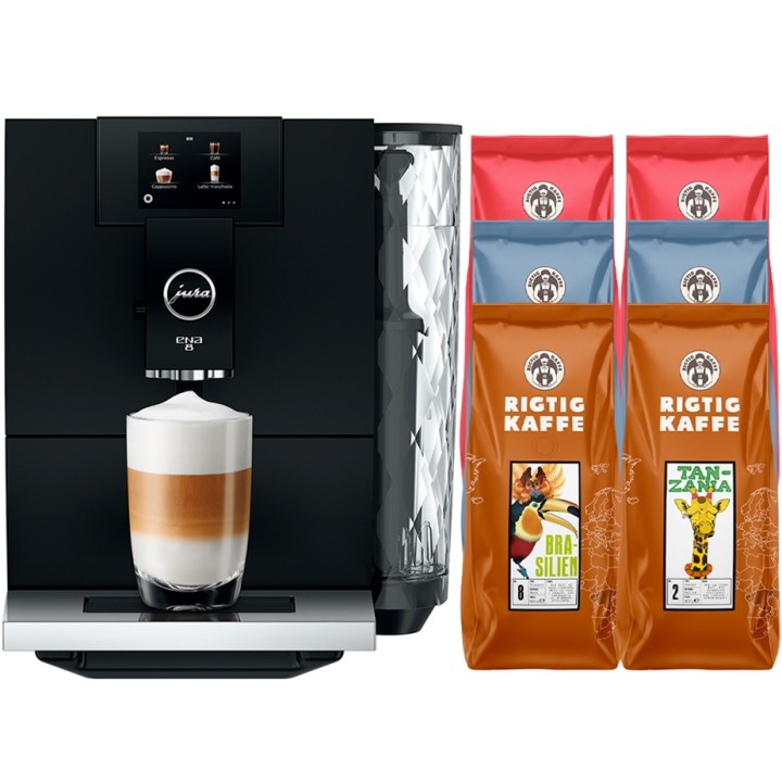 Jura ENA 8 (EC) Full Metropolitan Black Espressomaskine Inkl. 2,8kg Rigtig Kaffe