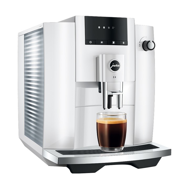 Jura E4 (EA) Piano White Espressomaskine Inkl. Kopper & 500g Rigtig Kaffe