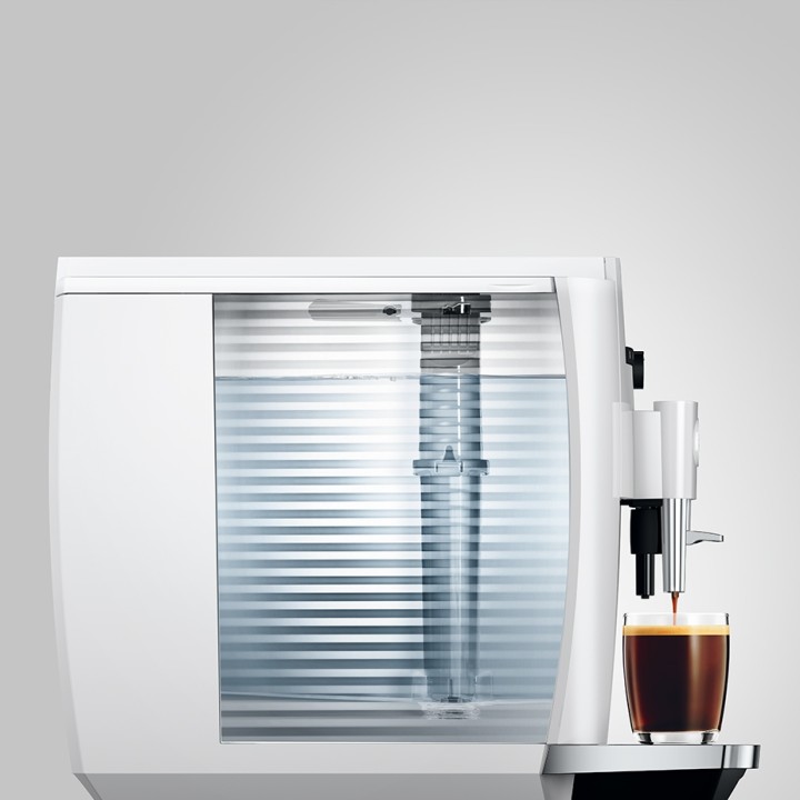 Jura E4 (EA) Piano White Espressomaskine Inkl. Kopper & 500g Rigtig Kaffe