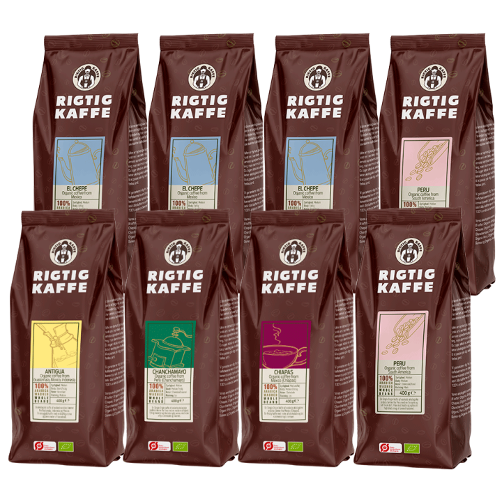 Rigtig Kaffe Organic Mixpakke 7 Varianter