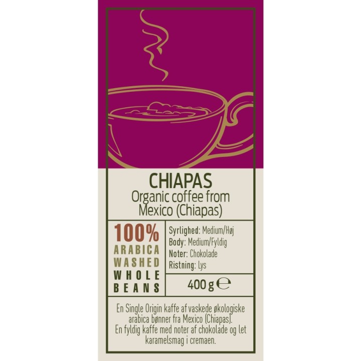 Rigtig Kaffe Organic Chiapas 15x400g Hele kaffebønner
