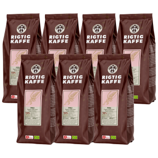 Rigtig Kaffe Organic Peru 7x400g Hele kaffebønner
