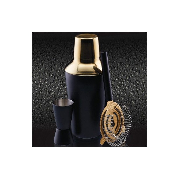 BarCraft Barsæt 3 Dele Sort/Guld