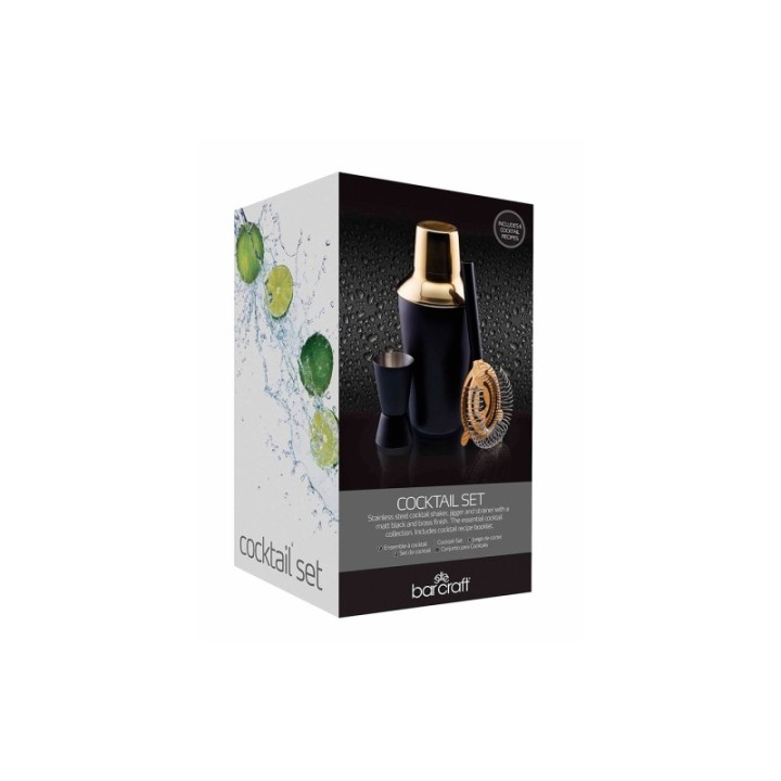 BarCraft Barsæt 3 Dele Sort/Guld