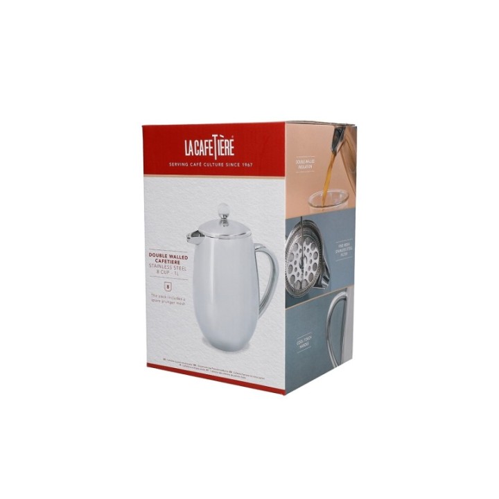 La Cafetière 8 Kop. Stempelkande Stål