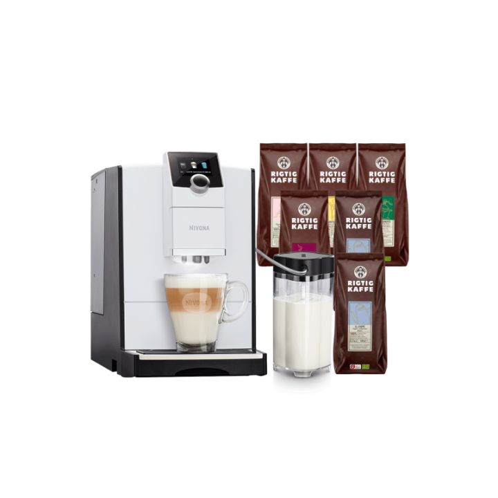 Nivona NICR 796 Hvid Inkl. Mælkebeholder & 6x400g Rigtig Kaffe Organic