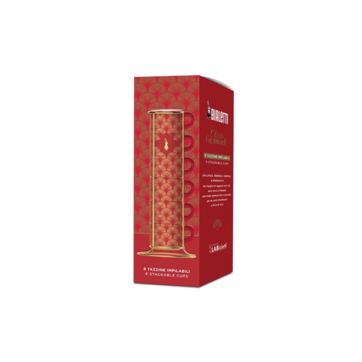 Bialetti Deco Glamour Espressokopper Inkl. Stand 6 stk Rød