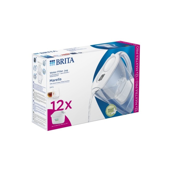 BRITA Marella 2,4L Hvid Inkl. 12 stk Maxtra Pro Filter