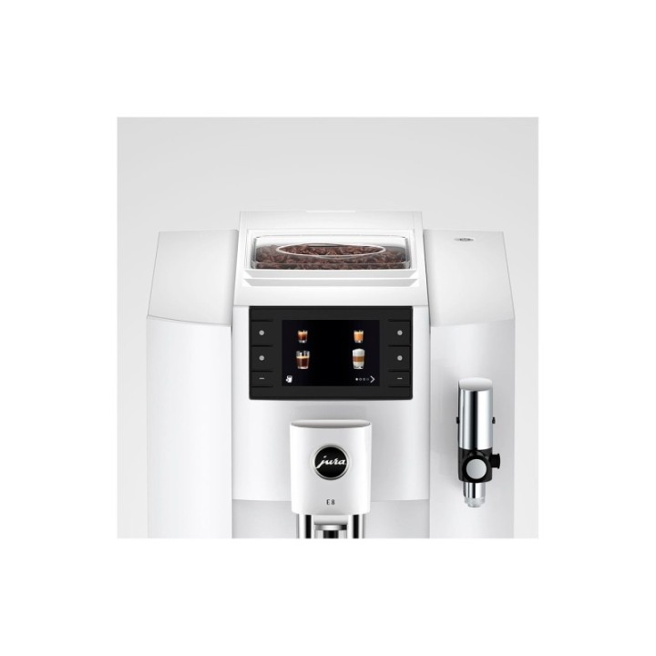 Jura E8 (EC) Piano White Espressomaskine Inkl. Tilbehør, Pleje & 3kg Super Crema