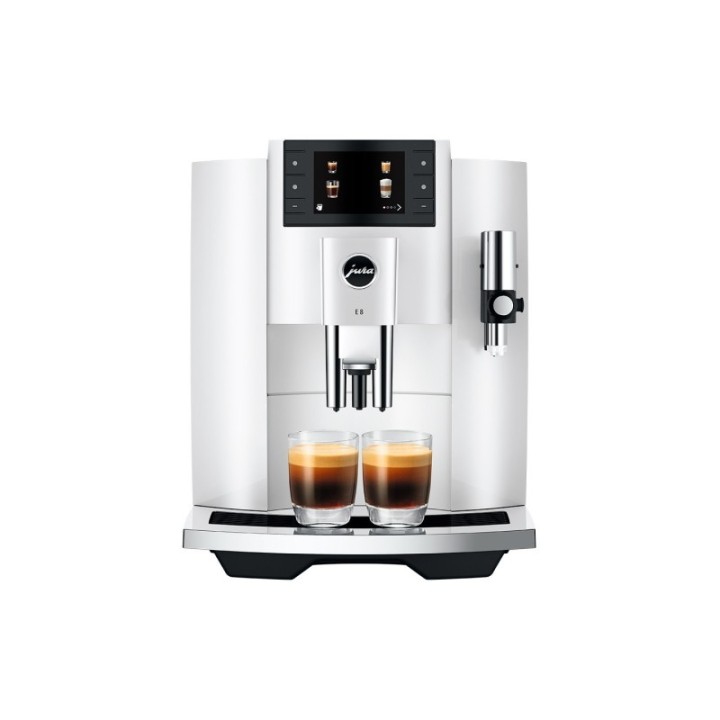 Jura E8 (EC) Piano White Espressomaskine Inkl. Tilbehør, Pleje & 3kg Super Crema