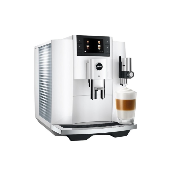 Jura E8 (EC) Piano White Espressomaskine Inkl. Tilbehør, Pleje & 3kg Super Crema