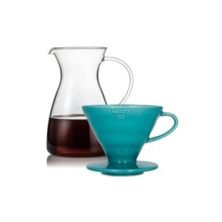 Hario Filterbryg Sæt Inkl. V60-02 Keramik Dripper 2 Kop & Glaskande 0,4 L