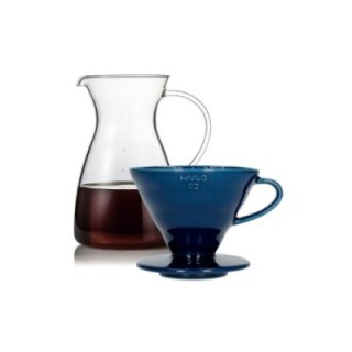 Hario Filterbryg Sæt Inkl. V60-02 Keramik Dripper 2 Kop & Glaskande 0,4 L