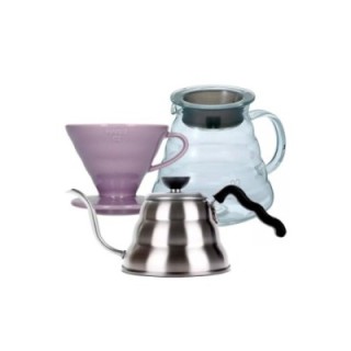 Hario Filterbryg Sæt Inkl. V60-02 Keramik Dripper 2 Kop, Server 0,6 L & Kedel