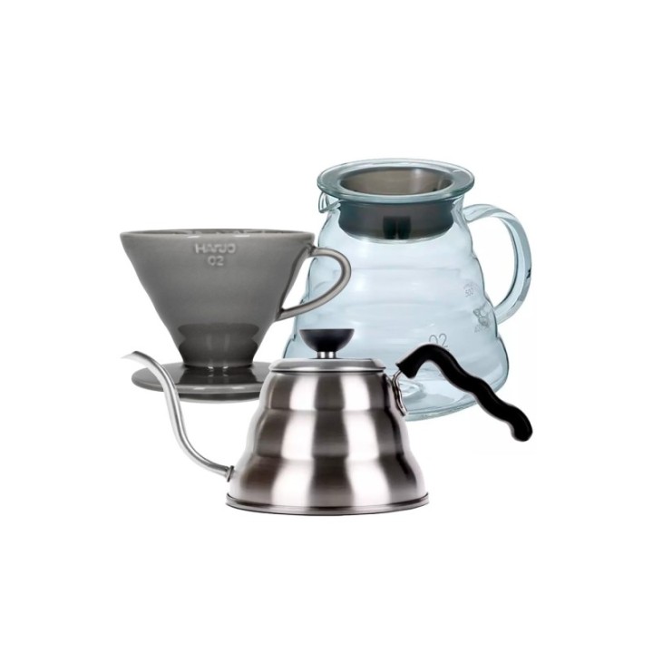 Hario Filterbryg Sæt Inkl. V60-02 Keramik Dripper 2 Kop, Server 0,6 L & Kedel