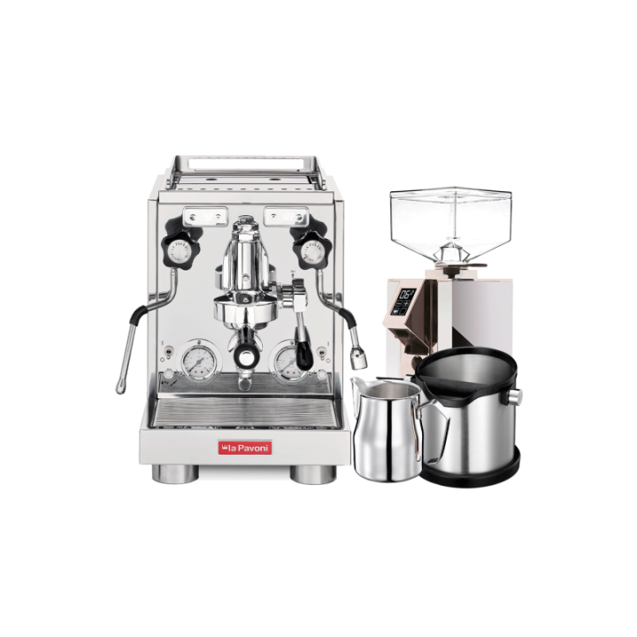 La Pavoni New Botticelli Evolution Inkl. Eureka Turbo, Baristaudstyr & Kopper