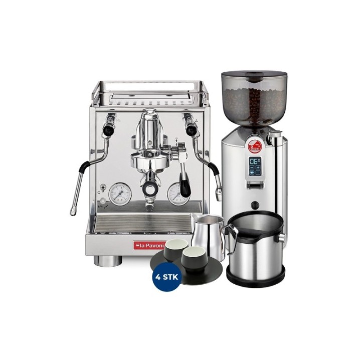 La Pavoni New Cellini Evolution LPSCVS01NO Inkl. La Pavoni Prosumer Espressokværn, Baristaudstyr & Kopper