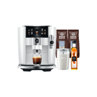 Jura J8 Twin (EA) Diamond White Inkl. Mælkebeholder, Sirup & Kaffe