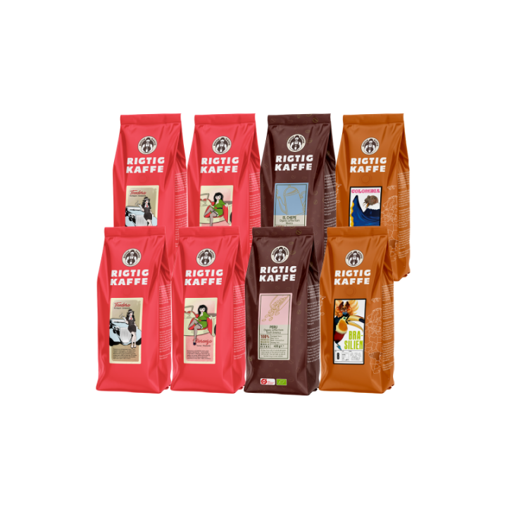 Rigtig Kaffe Mixpakke 3,6kg Hele kaffebønner