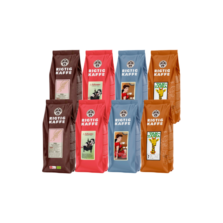 Rigtig Kaffe Mixpakke 3,6kg Hele kaffebønner