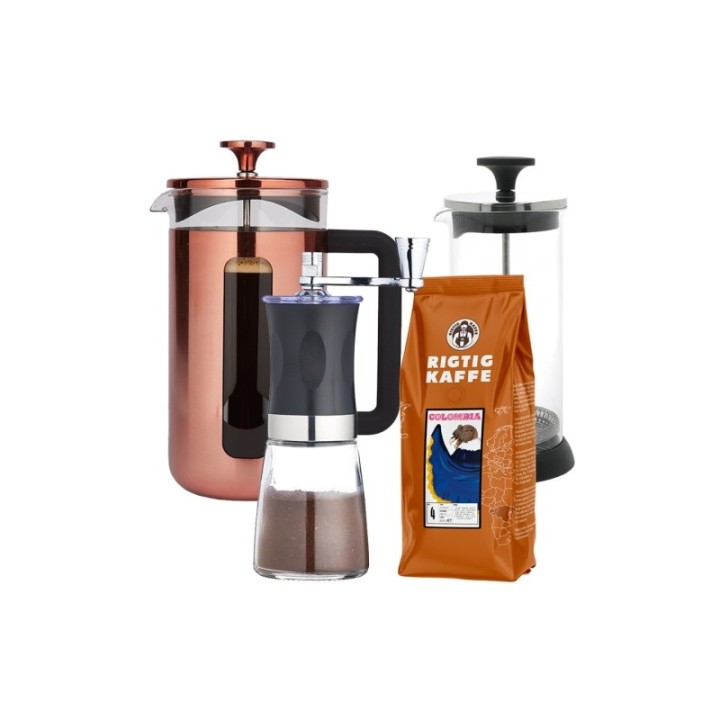 La Cafetière Pisa 8 Kop Stempelkande Inkl. Kværn, Mælkeskummer & Kaffe