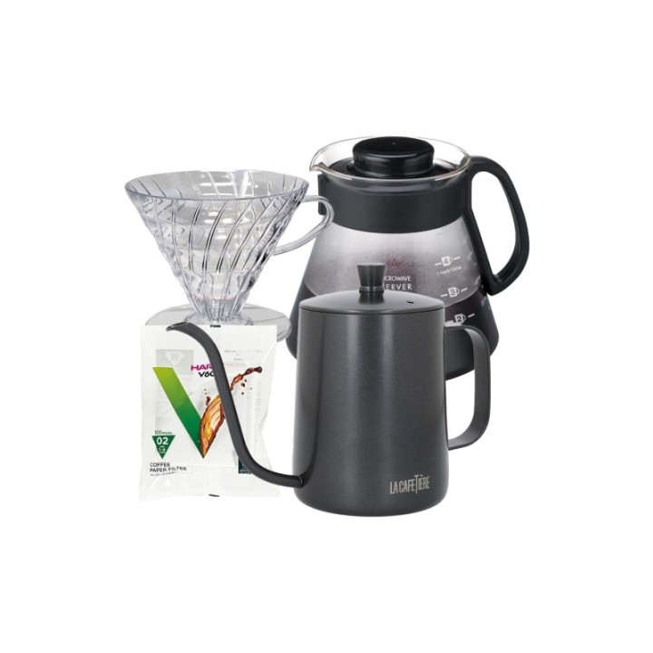 Hario Filterbryg Sæt Inkl. Gooseneck Kedel, Dripper 2 Kop, V60 Server & Filtre