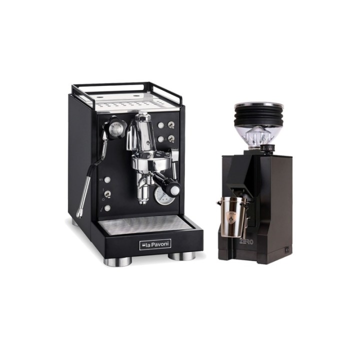 La Pavoni Mini Cellini Sort LPSMCB01EU Espressomaskine Inkl. Eureka Mignon Zero Mat Sort Espressokværn