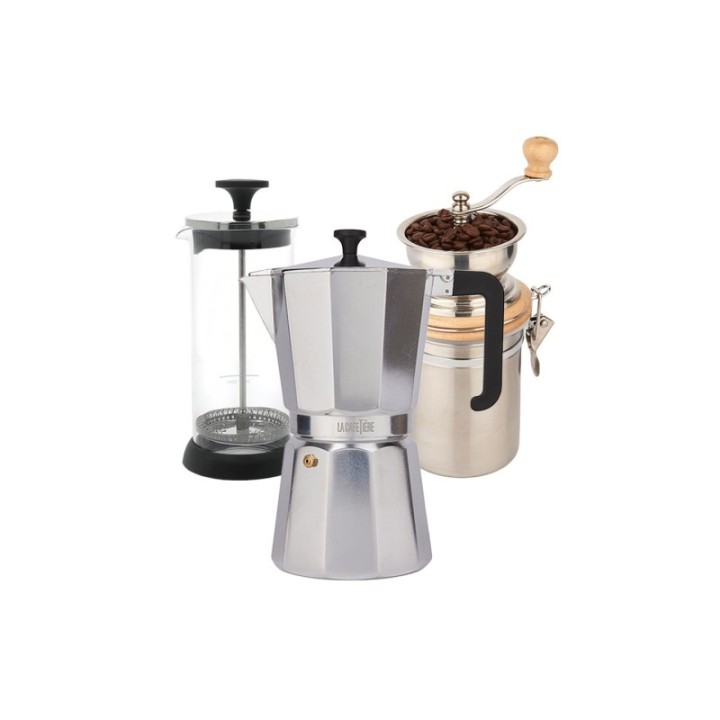 La Cafetière 12 Kop. Espressokande Inkl. Kaffemølle & Mælkeskummer