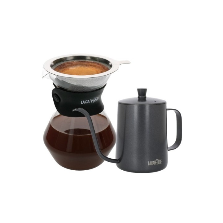 La Cafetière Pour Over 3 Kop. og La Cafetière Gooseneck Kedel 0,6 L Sort