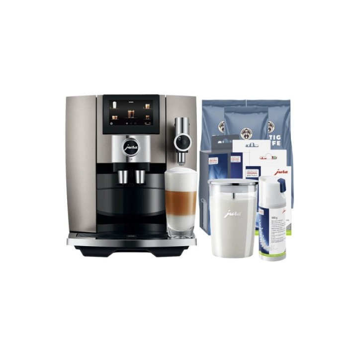 Jura J8 (EA) Inkl. Plejepakke, Mælkebeholder, Filter & 3 kg kaffe