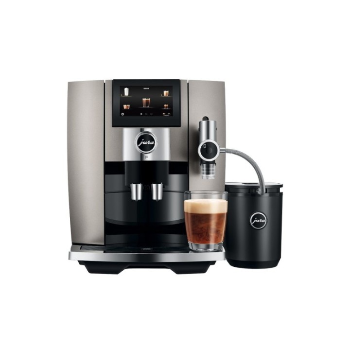 Jura J8 (EA) Midnight Silver Espressomaskine Inkl. Startpakke DK sprog, Mælkebeholder, 3kg Rigtig Kaffe & Pleje