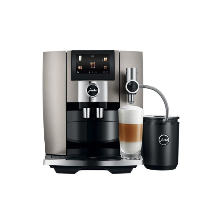 Jura J8 (EA) Midnight Silver Espressomaskine Inkl. Startpakke DK sprog, Mælkebeholder, 3kg Rigtig Kaffe & Pleje