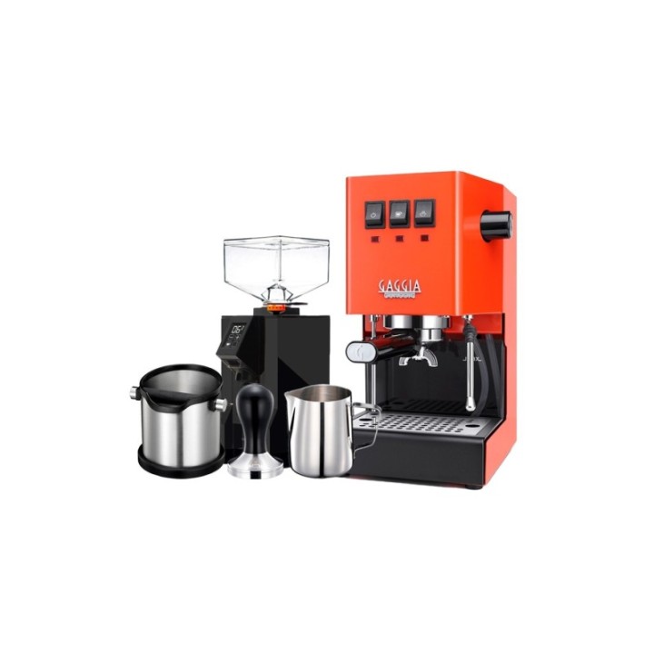 Gaggia Classic E24 Lobster Red Espressomaskine Inkl. Eureka Mignon Perfetto & Baristaudstyr
