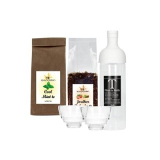 Hario Filter-In 0,75 L Istebrygger grå Inkl. Cool Mint Urte Te 80g & Rooibos Rabarber & Jordbær Te 100g