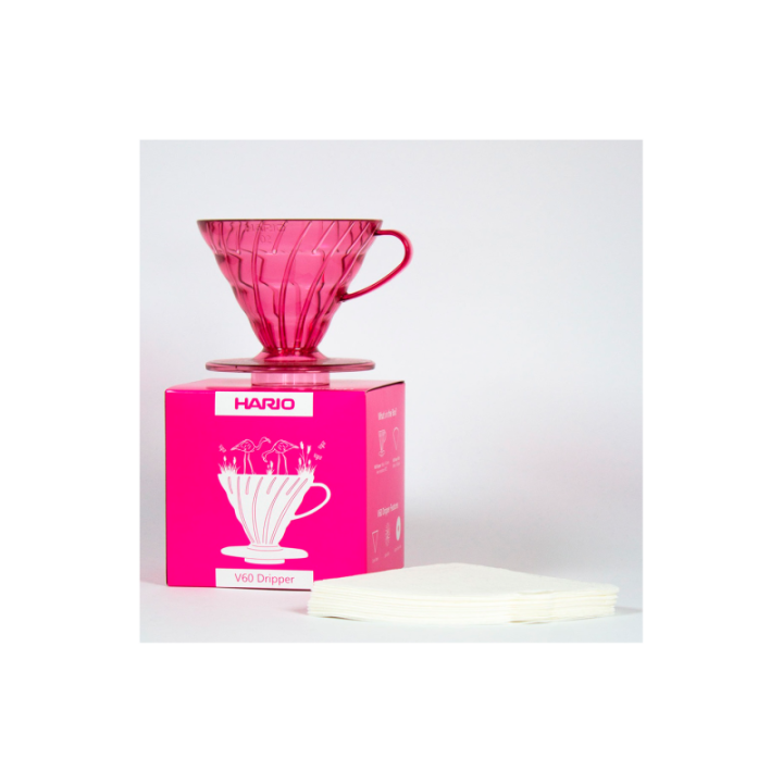 Hario V60 Dripper Pink 2 Kop. Inkl. Filtre