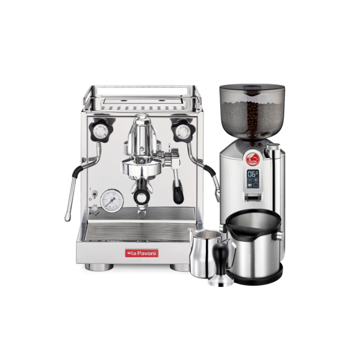 La Pavoni New Cellini Classic Inkl. Espressokværn, Baristaudstyr & 4 stk Cappuccinokopper