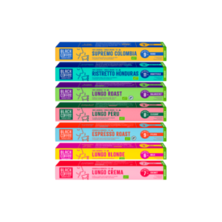 Black Coffee Roasters Mixpakke Øko Kaffekapsler 7x10 stk